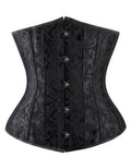 Born2Shop 24-steel-bone black brocade underbust waist trainer front view